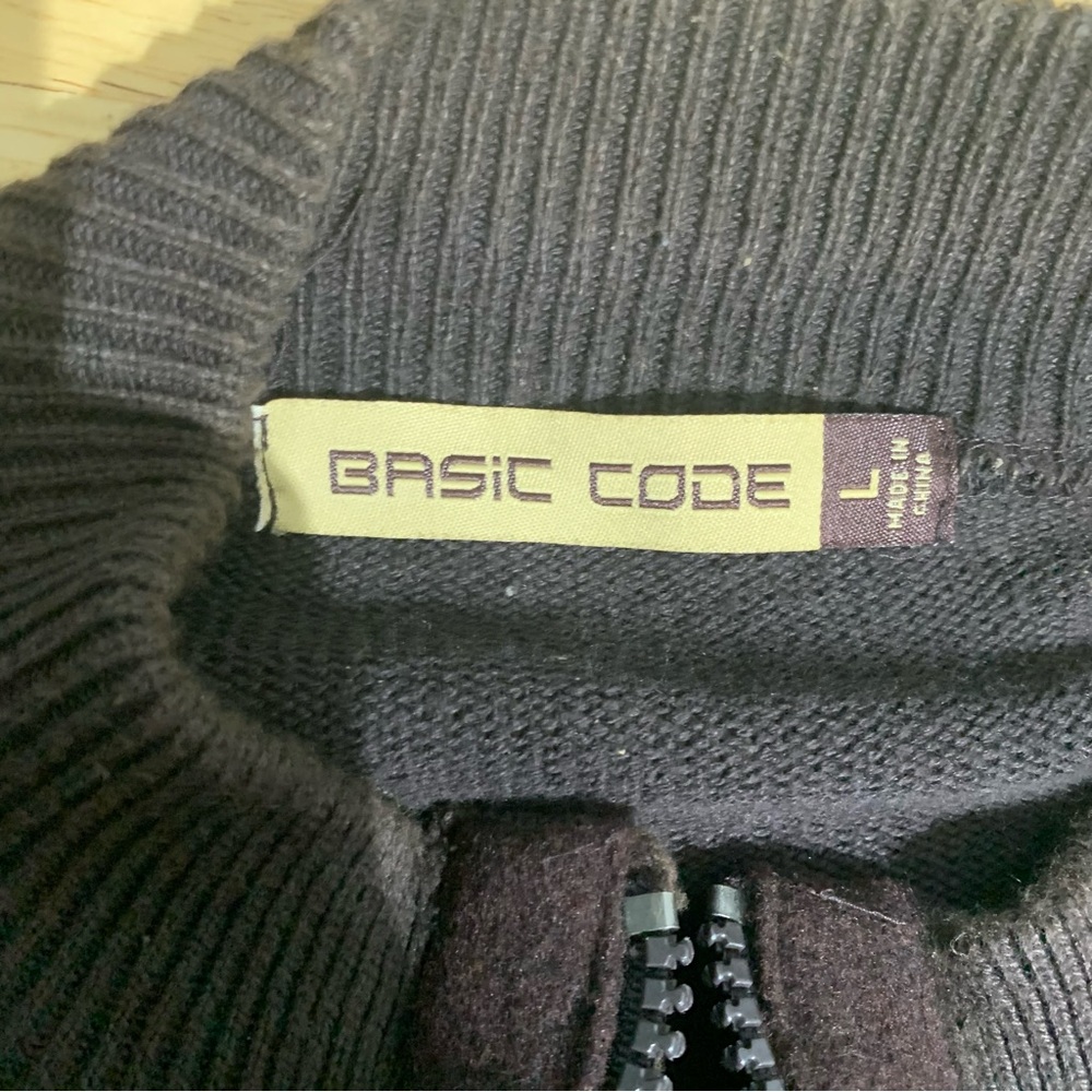 Basic Code Mens Sweater Jacket Brown Full Zper Si… - image 5